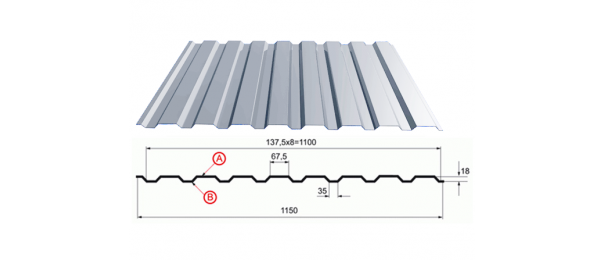 Профнастил оцинкованный С-20 1100x2500 купить недорого в Киевском